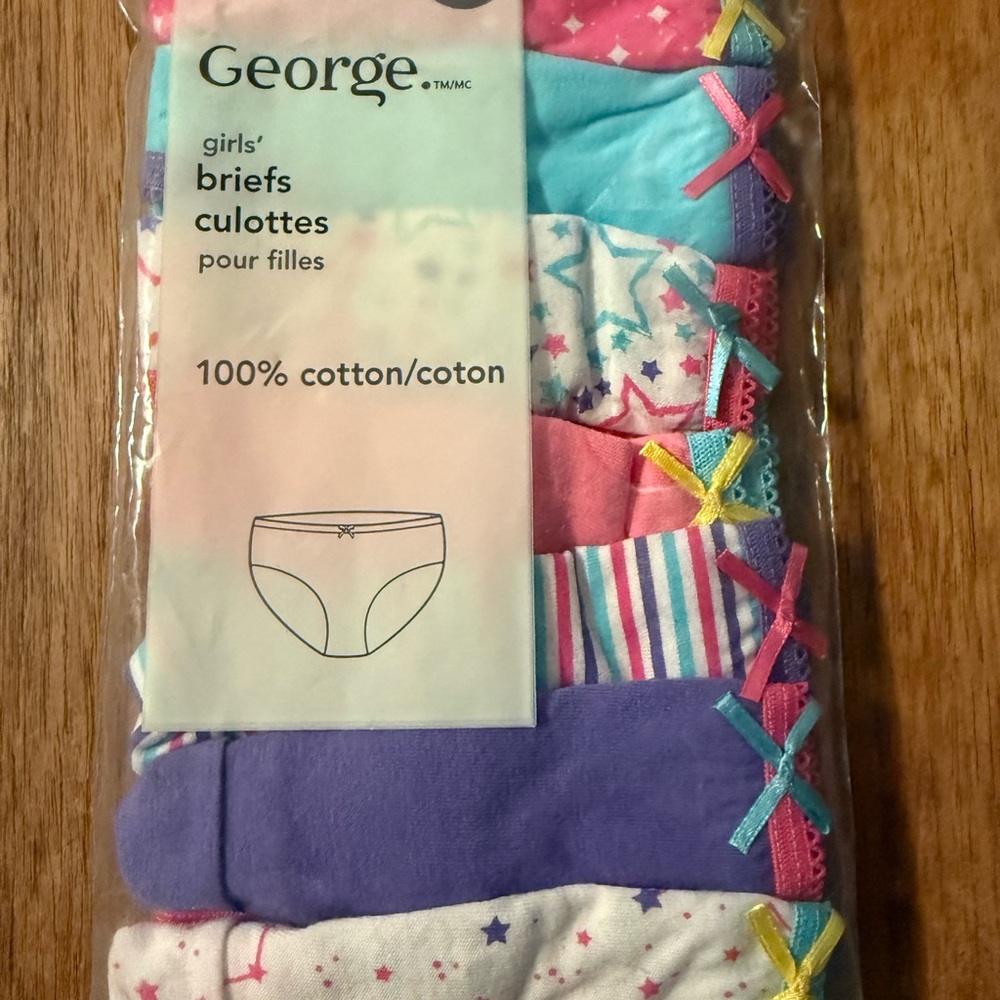 George Girls' Vibrant Star and Stripe Briefs Set 7 Pack
